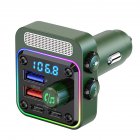 BC91 FM Transmitter For Car Dual PD QC3.0 Fast Car Charger HIFI MP3 Player Wireless FM Radio Kit Hands-Free Call green