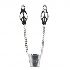 BDSM Silver Bucket Labia and Nipple Clamps Jugs Weight Extender Butterfly Metal Clitoris Clamps for Female Silver