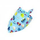 Baby Bibs Twill Cotton Triangle Lace-up Drooling Soothe Towel Cartoon Printing Bibs For 0-1 Years Old Boys Girls blue car 40 x 40 x 58cm