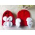Baby Boy Girl Cartoon Dual Rabbit Ear Earmuffs Hat Warm Soft Knitted Cap rose red