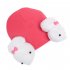 Baby Boy Girl Cartoon Dual Rabbit Ear Earmuffs Hat Warm Soft Knitted Cap rose red