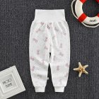 Baby Boys Girls Cotton Pants Cartoon Printing High Waist Belly Protecting Trousers For 1-3 Years Old Kids bowknot 6-12months M