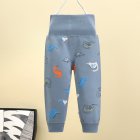 Baby Boys Girls Cotton Pants Cartoon Printing High Waist Belly Protecting Trousers For 1-3 Years Old Kids Holy Silver Dragon 12-18months L
