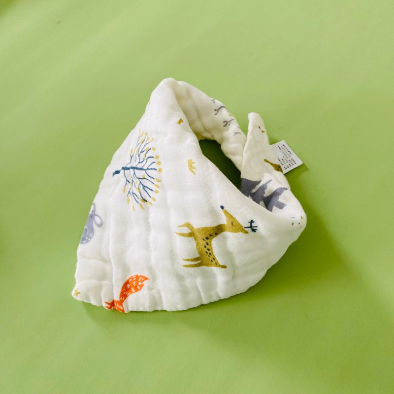 Baby Cotton Bibs 8-layer Double-sided Gauze With Button Cartoon Printing Bandana Drool Bibs For Boys Girls gray rabbit 45 x 30 x 30cm
