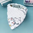 Baby Cotton Bibs 8 layer Double sided Gauze With Button Cartoon Printing Bandana Drool Bibs For Boys Girls tiger 45 x 30 x 30cm