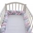 Baby Crib Bumper Knotted Braided Plush Nursery Cradle Decor Newborn Gift Bed Sleep Bumper White gray blue 4 meters