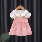 Baby Girl Floral Princess Dresses Short Sleeve Birthday Wedding Party Clothes Suitable For 1-3 Children pink 12-24M 80