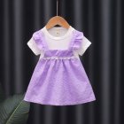 Baby Girls Summer Dress Short Sleeve Round Neck Princess Dresses Summer Clothes Outfit For Toddler Girls Purple 12-18M 80