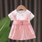 Baby Girls Summer Princess Dress Polka Dot Print Short Sleeve Round Neck Dress Summer Clothes Outfit pink 12-18M M