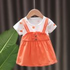Baby Girls Summer Princess Dress Polka Dot Print Short Sleeve Round Neck Dress Summer Clothes Outfit orange 30-36M XXL