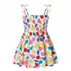 Baby Girls Summer Sling Dress Sleeveless Spaghetti Straps Mini Dress Sundress Children Clothing For 1-8 Years fruit flower 2-3Y 100