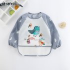 Baby Long Sleeves Bib Cute Cartoon Printing Multi-color Waterproof Feeding Apron For 1-3 Years Old Boys Girls gray bird 1-3Y free size