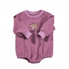 Baby Long Sleeves Bodysuit Cute Cartoon Bear Pullover Romper For Boys Girls Aged 0-3 Purple 12-24M 80