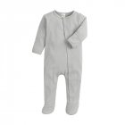 Baby Long Sleeves Jumpsuit Newborn Cotton Single Breasted Simple Solid Color Romper For 0-1 Years Old Kids grey 9-12M 12
