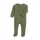 Baby Long Sleeves Jumpsuit Newborn Cotton Single Breasted Simple Solid Color Romper For 0-1 Years Old Kids green 0-3M 3