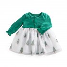 Baby Long Sleeves Romper Mesh Skirt Round Neck Breathable Cotton Bodysuit Skirt For 0-3 Years Old Girls green 6-12M 73