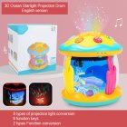 Baby Projection Ocean Drum With Music Light Sensory Toys Early Educational Musical Toys For Boys Girls Random Color Projection light