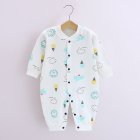 Baby Romper Infant Cotton Long Sleeves Cute Printing Breathable Jumpsuit For 0-1 Years Old Boys Girls blue animal 6-9M 73CM