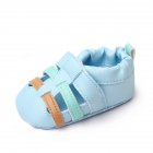 Baby Sandals Soft Sole Anti-slip Princess Shoes Pu Leather Low Top Breathable First Walkers Shoes For Boys Girls blue 3-6M sole length 11cm