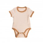 Baby Short Sleeves Bodysuit Round Neck Contrast Color Romper For 0-3 Years Old Boys Girls light khaki 24-36M 90