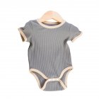 Baby Short Sleeves Bodysuit Round Neck Contrast Color Romper For 0-3 Years Old Boys Girls grey 6-12M 73