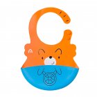 Baby Silicone Bibs Adjustable Washable Waterproof Feeding Aprons For 0-3 Years Old Boys Girls Orange with blue 21 x 29CM