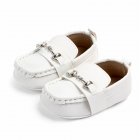Baby Toddler Shoes Cute Pu Leather Anti-slip Soft Sole Breathable Low Top Casual Infant Walking Shoes White 6-12month 12cm/54g