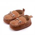 Baby Toddler Shoes Cute Pu Leather Anti-slip Soft Sole Breathable Low Top Casual Infant Walking Shoes brown 6-12month 12cm/54g