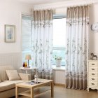Bamboo Printing Window Curtain Half Shading Tulle for Bedroom Living Room Balcony Decor As shown_1m wide * 2m high