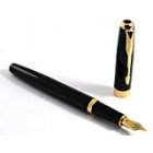Baoer Black Classic Ciger Golden Ring Fountain Pen Stylish with Push in Style Ink Converter