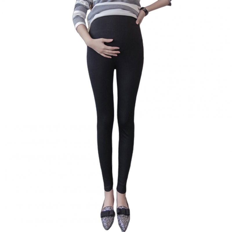 Basic Solid Color Abdomen Support Leggings Trousers for Pregnant Woman  black_L