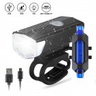 Bike Bicycle Lights USB LED Rechargeable Set Mtb Road Bike Front Rear Headlights Lamp Cycling Accessories Black Headlight+Blue Taillight