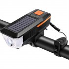 Bike Light Solar Usb Rechargeable Dual Charging Horn Lamp Waterproof Bicycle Front Headlight Flashlight orange