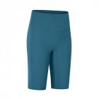 Biker Shorts For Women Elastic Slim Solid Color Athletic Pants For Yoga Fitness Outdoor Sports Running dark peacock blue 4
