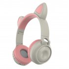 Bluetooth 5.0 Ear Headphones Foldable Stereo Wireless Set Mic LED Light Volume Control Support For Kids pink