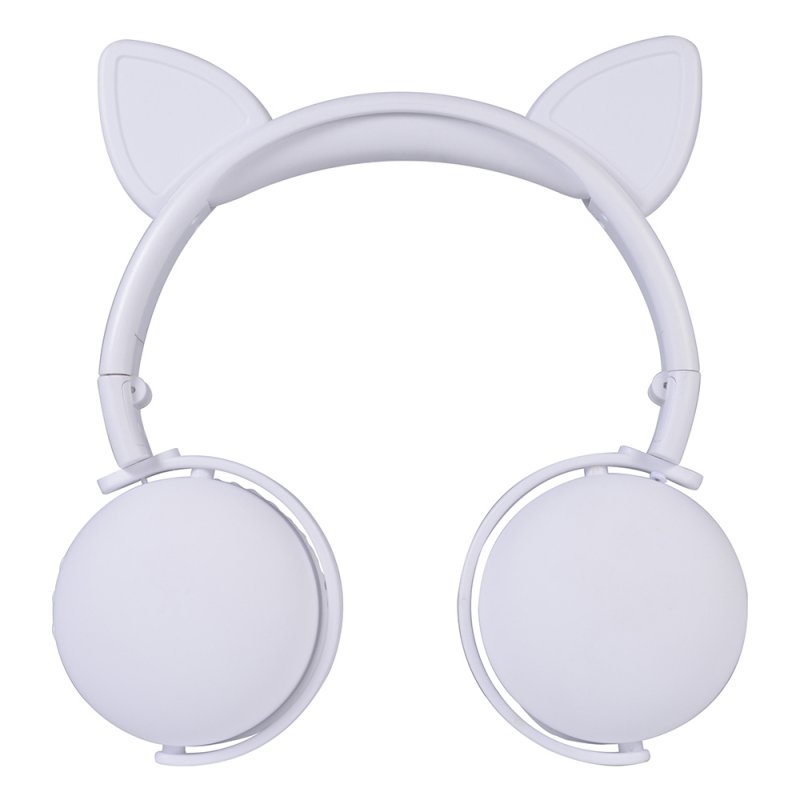 Bluetooth 5.0 Headphone Cute Cat Ears Wireless Folding Earphones Stereo Noise Reduction Children Headset with Mic for Adult Cat ears (white)