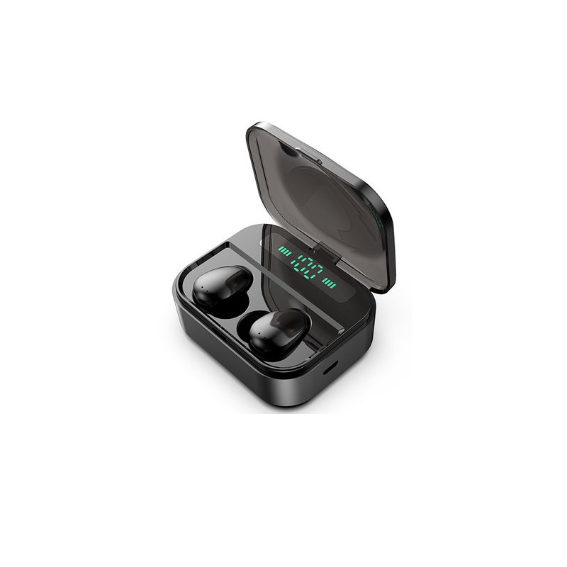 Bluetooth 5.0 Headset LED Mini TWS Wireless Earphones Earbuds Stereo Headphones black