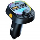 Bluetooth-compatible Fm Transmitter Dual Usb Car Charger Multi-function Mp3 Player Radio Colorful Atmosphere Light C28 black