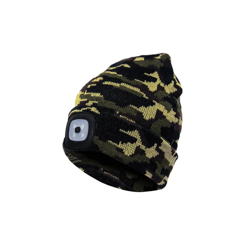 Bluetooth-compatible Headphone  Hat Led Light Outdoor Traveling Luminous Knitted Hat Camouflage olive
