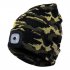 Bluetooth compatible Headphone  Hat Led Light Outdoor Traveling Luminous Knitted Hat Navy blue
