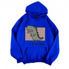 Boy Girl Hoodie Sweatshirt Cartoon Dinosaur Printing Loose Spring Autumn Student Pullover Tops Blue_XL