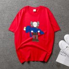 Boy Girl KAWS T-shirt Cartoon Holding Doll Crew Neck Couple Student Loose Pullover Tops Red_M