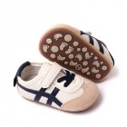 Boys Girls First Walking Shoes Soft Soles Anti-slip Pu Solid Color Breathable Shoes For 3-12 Months Infant Navy blue 9-12M sole length 13cm
