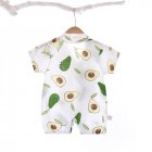 Boys Girls Short Sleeves Romper Summer Cotton Slanted Lace-up Breathable Jumpsuit For 0-3 Years Old Kids avocado 0-3M 52cm