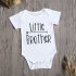 Boys Short Sleeve Round Little Brother Big Brother Print T shirt Snap Closure Romper 2pcs Cloth Set