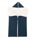 Bunting Bag Outdoor Wool Knitted Thick Warm Blanket Multifunctional Sleeping Bag for Infants and Newborns Dark blue