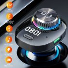 C18 Bluetooth-compatible 5.0 Car  Wireless  Fm  Transmitter Mp3 Player 22.5w Fast Charger Aux Hands-free black