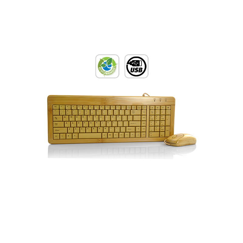 Bamboo Wooden PC Keyboard and Mouse