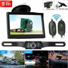 Car Backup Camera 5-inch Hd Monitor Wireless Transmitter Receiver Infrared Night Vision Rear View Parking System Black