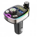 Car Bluetooth-compatible Fm Transmitter Pd Dual Usb Fast Charger Mp3 Player With Colorful Atmosphere Breathing Light black